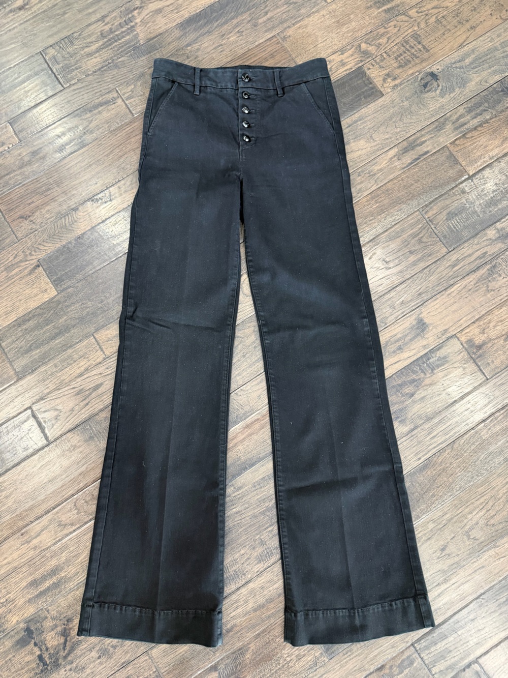 PAIGE Boss Black Leenah Bootcut Jeans 29 Long 34 Inseam Exposed Button Fly